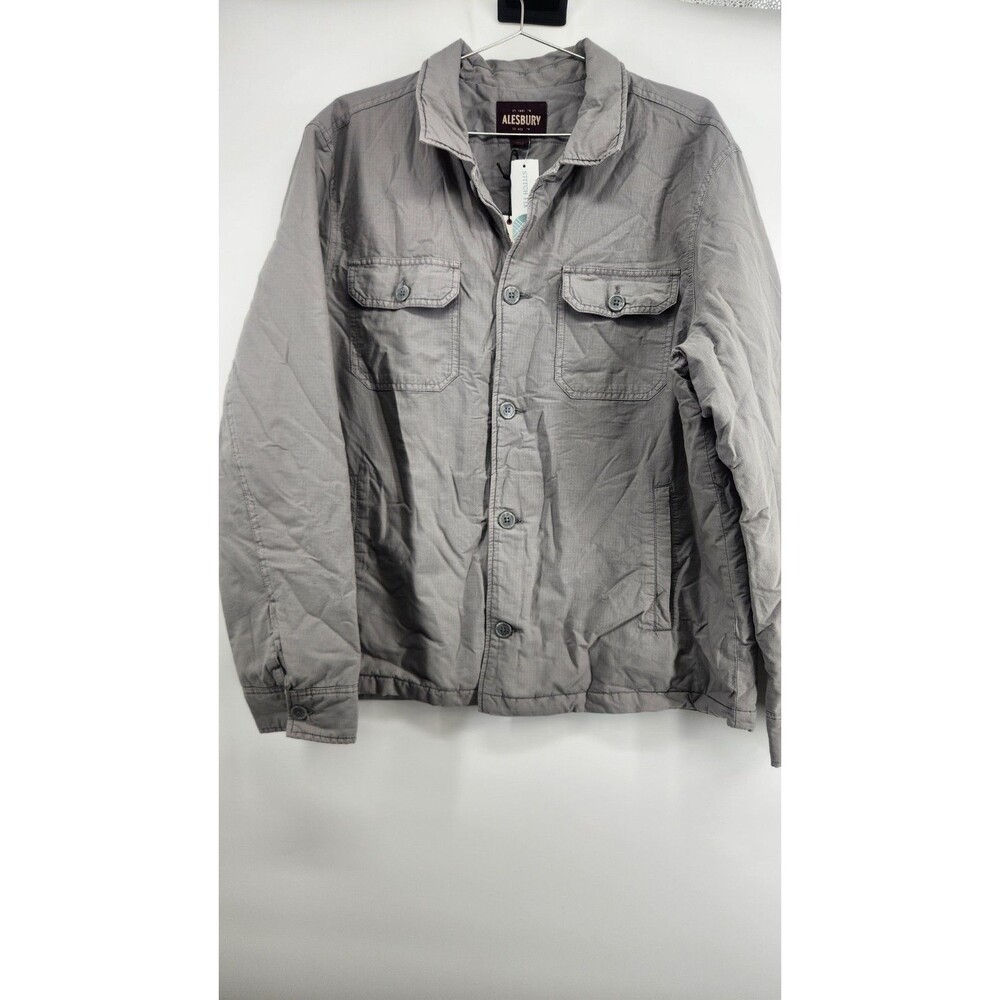 Alesbury Men's Large Grey‎ Garment Dyed Ripstop Jacket NWT 100% Cotton